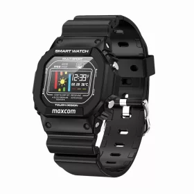   Maxcom Fit FW22 Classic fekete IP68 vízálló okosóra pulzus és vérnyomásmérővel