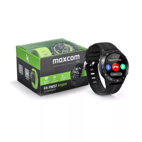 Maxcom Fit FW37 Argon fekete IP67 vízálló okosóra pulzus és vérnyomásmérővel