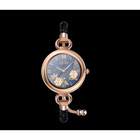 Maxcom FW51 Crystal fekete - arany IP68 vízálló női okosóra pulzus és vérnyomásmérővel olaj / parfümös üvegcsével