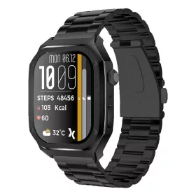  Maxcom FW65 Iron S fekete vízálló fémházas AMOLED okosóra pulzus és vérnyomásmérővel