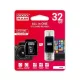 Goodram microSDHC 32GB Class 10 memóriakártya SD adapterrel, Type - C / Micro USB / USB OTG kártyaolvasóval és Artisjus matricával - M1A5-0320R11