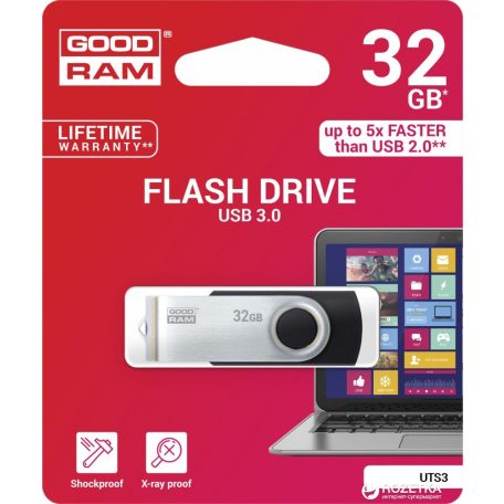 Goodram 32GB USB 3.0 fekete pendrive Artisjus matricával - UTS3-0320K0R11