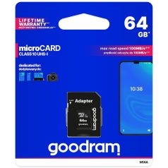   Goodram microSDHC 64GB Class 10 memóriakártya SD adapterrel Artisjus matricával -  M1AA-0640R12
