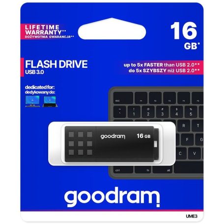 Goodram 16GB USB 3.0 fekete pendrive Artisjus matricával - UME3-0160K0R11