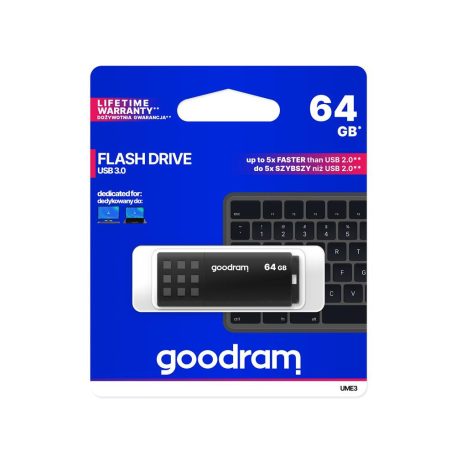 Goodram 64GB USB 3.0 fekete pendrive Artisjus matricával - UME3-0640K0R11
