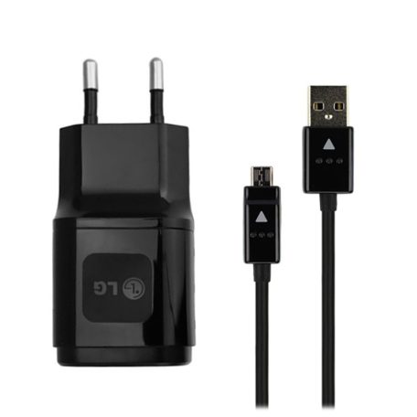 LG gyári hálózati fekete töltőfej 1,8A (MCS-04ED/04ER) micro USB adatkábellel 9W