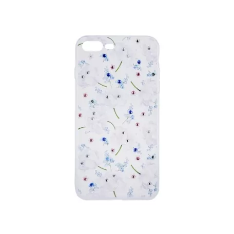 Virágmintás köves tok - Huawei P30 vékony szilikon tok ezüst (Minta 2)