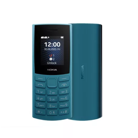 Nokia 105 (2023) 4G nyomógombos mobiltelefon, kártyafüggetlen, dual SIM, óceánkék