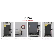   JH Apple iPhone 15 Pro (6.1) fekete LCD kijelző érintővel (FHD, removable IC)