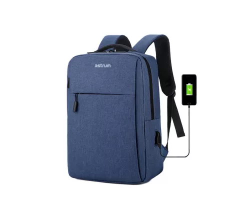 Astrum LB200 bélelt laptop hátizsák / táska 15"-ig vízhatlan Oxford PU beépített külső USB-porttal kék