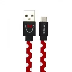   USB kábel Disney - Minnie USB - micro USB adatkábel 1m piros pöttyös