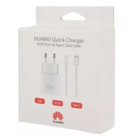   Bliszteres Huawei AP32 HW-059200EHQ fehér gyári gyors töltőfej 9.0V/5.0V - 2000mAh Type-C adatkábellel 18W