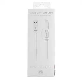   Bliszteres Huawei AP55S gyári USB - micro USB & Type-C átalakító combo adatkábel 1,5m fehér (2in1)