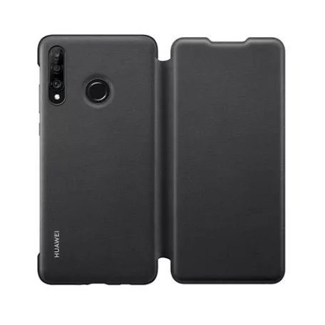 Huawei P30 Lite fekete oldalra nyíló gyári mágneses tok