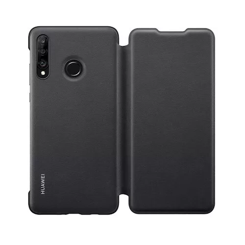 Huawei P30 Lite fekete oldalra nyíló gyári mágneses tok