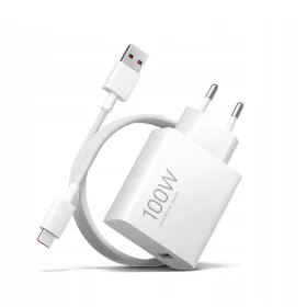   Bliszteres Xiaomi MDY-19-ER (BHR095VEU) gyári hálózati fehér töltőfej 6A 100W USB - Type-C gyorstöltő adatkábellel