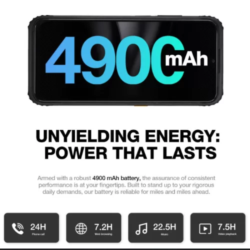 AGM H6 ütés- és vízálló 8+256GB IP68 érintős mobiltelefon, kártyafüggetlen, Dual Sim, fekete, 6,56 inch