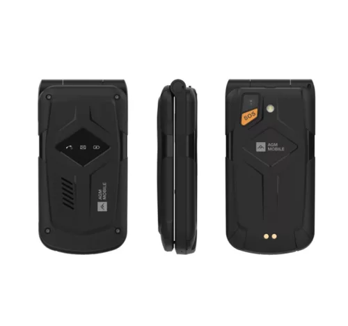 AGM M10 Flip 4G ütés- és vízálló IP68 nagy gombos mobiltelefon vészhívóval, kártyafüggetlen, Dual Sim, fekete