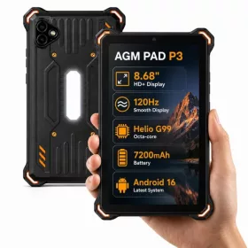  AGM PAD P3 Compact 4G ütés- és vízálló 6 / 128GB IP68 Tablet, kártyafüggetlen, Dual Sim, fekete, 8.68 inch