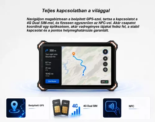AGM PAD P3 Compact 4G ütés- és vízálló 6 / 128GB IP68 Tablet, kártyafüggetlen, Dual Sim, fekete, 8.68 inch