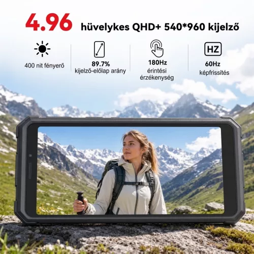 AGM Note N2 Active 3/32GB érintős IP54 mobiltelefon, kártyafüggetlen, Dual Sim, fekete, 4.96 inch