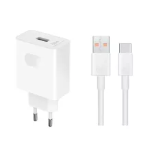   Bliszteres Honor SuperCharge HN-110600E00 USB-A fehér gyári töltőfej 66W 6A, Type-C adatkábellel