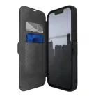 Raptic X-doria URBAN Apple iPhone 14 (6.1) oldalra nyíló mágneses bőrhatású tok átlátszó hátlappal
