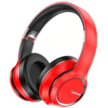 Bliszteres Lenovo HD200 sztereo bluetooth fejhallgató mikrofonnal piros