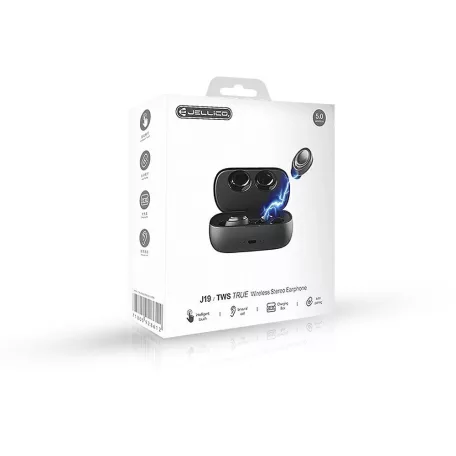 Jellico J19 TWS Bluetooth 5.0 sztereó sport headset beépített mikrofonnal fekete