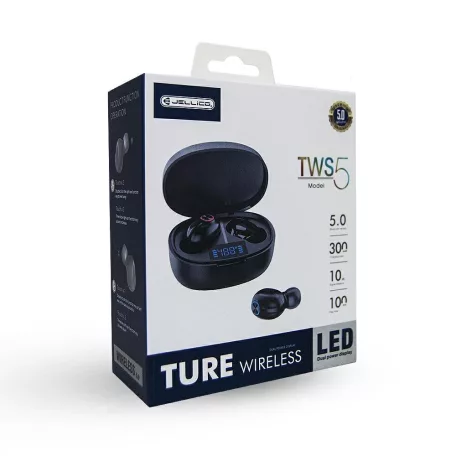 Jellico TWS5 Bluetooth 5.0 sztereó sport headset beépített mikrofonnal fekete