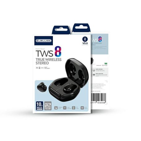 Jellico TWS8 Bluetooth 5.0 sztereó sport headset beépített mikrofonnal fekete