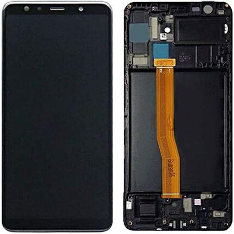 Samsung A750 Galaxy A7 (2018) fekete LCD kijelző érintővel és kerettel