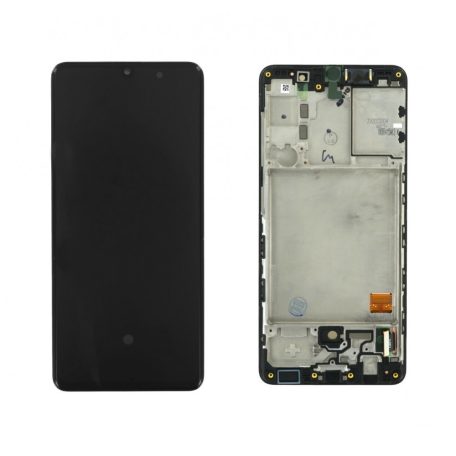 Samsung A415 Galaxy A41 fekete gyári LCD kijelző érintővel és kerettel