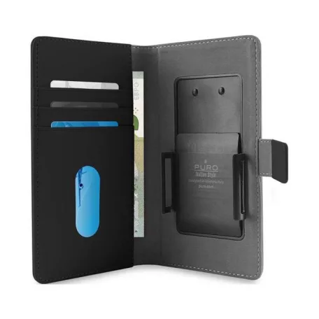 Puro  univerzális Eco-leather könyvtok 6,5" telefon méretig fekete