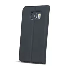   Smart Look Huawei Y7 Prime (2018) oldalra nyíló bőrhatású ablakos könyv tok szilikon belsővel fekete