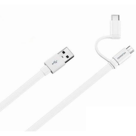 Huawei AP55S gyári USB - micro USB & Type-C átalakító combo adatkábel 1,5m fehér (2in1)