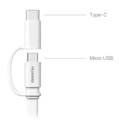   Huawei AP55S gyári USB - micro USB & Type-C átalakító combo adatkábel 1,5m fehér (2in1)