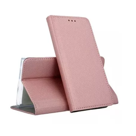 Smart magnet Huawei P30 Lite oldalra nyíló mágneses könyv tok szilikon belsővel rozéarany