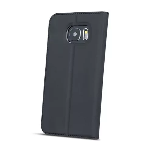 Smart Look Huawei P20 oldalra nyíló bőrhatású ablakos könyv tok szilikon belsővel fekete