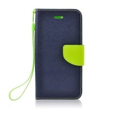   Fancy Huawei Y9 (2018) oldalra nyíló mágneses könyv tok szilikon belsővel kék - lime