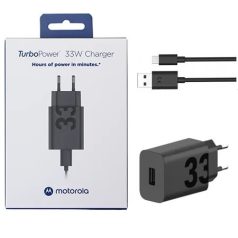   Bliszteres Motorola TurboPower (PG38C06448) fekete gyári hálózati töltő USB-C kábellel 3A 33W
