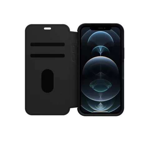 OtterBox Strada Apple iPhone 13 Pro (6.1) oldalra nyíló mágneses bőr könyvtok szilikon belsővel fekete