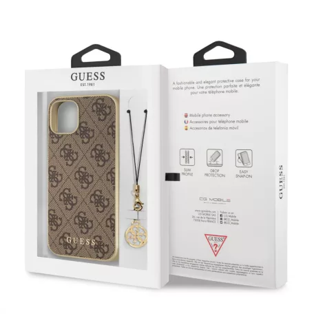 Guess Apple iPhone 13 Mini (5.4) PU 4G Printed Stripe hátlapvédő tok barna (GUHCP13SGF4GBR)
