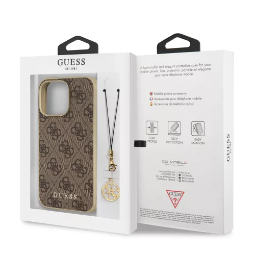 Guess Apple iPhone 13 Pro (6.1) PU 4G Printed Stripe hátlapvédő tok barna (GUHCP13LGF4GBR)