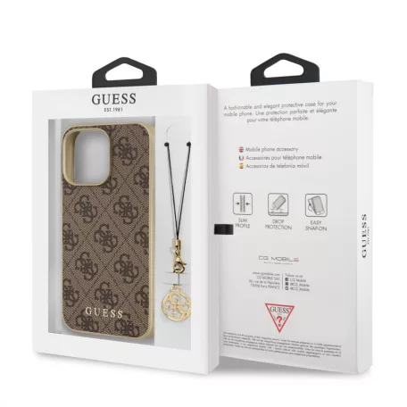 Guess Apple iPhone 13 Pro Max (6.7) PU 4G Printed Stripe hátlapvédő tok barna (GUHCP13XGF4GBR)