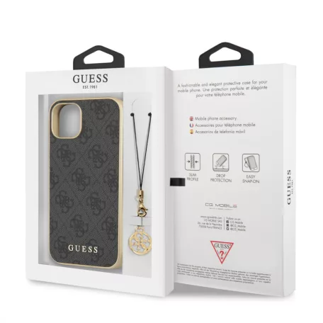 Guess Apple iPhone 13 Mini (5.4) PU 4G Printed Stripe hátlapvédő tok szürke (GUHCP13SGF4GGR)