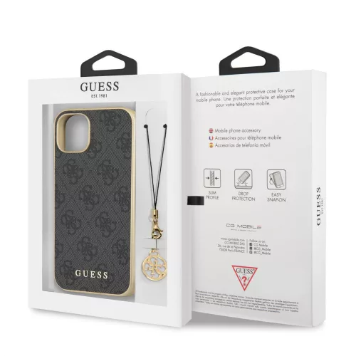 Guess Apple iPhone 13 (6.1) PU 4G Printed Stripe hátlapvédő tok szürke (GUHCP13MGF4GGR)