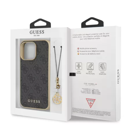 Guess Apple iPhone 13 Pro (6.1) 4G Charms hátlapvédő tok szürke (GUHCP13LGF4GGR)