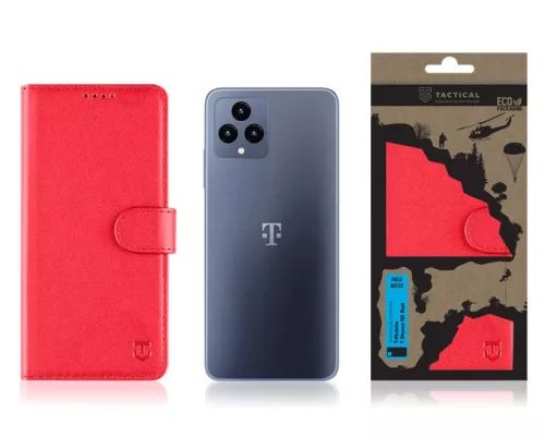 Tactical Field Notes T-Mobile T Phone 5G oldalra nyíló mágneses könyv tok szilikon belsővel piros