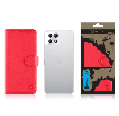 Tactical Field Notes T-Mobile T Phone 2 5G oldalra nyíló mágneses könyv tok szilikon belsővel piros